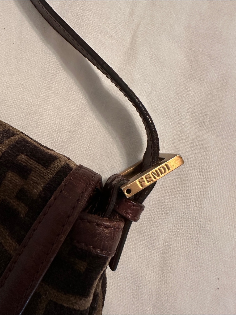 Fendi Brown Zucca FF Canvas Shoulder Bag with Gold Hardware - Picture 6 of 12